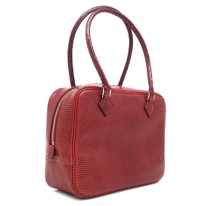 エルメス ハンドバッグ ミニプリュム リザード レッド 赤  中古