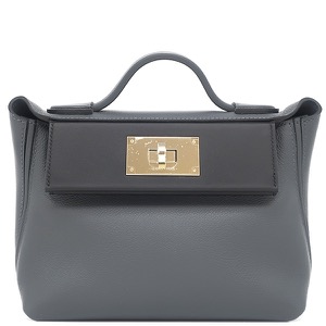 エルメス 2WAYバッグ サック ヴァンキャトル 24/24 ミニ 21  エバーカラー グレー 黒 グレー ヴェルソ  中古