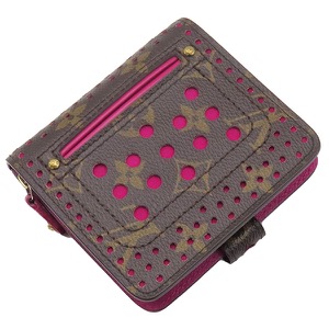 ルイヴィトン 二つ折り財布 コンパクト ジップ モノグラムキャンバス ブラウン 茶 小銭入れ M95218 中古