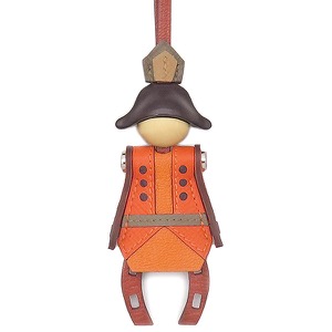 エルメス バッグチャーム 花火師 チャーム ヴォーエプソン マルチカラー 赤茶 オレンジ グレージュ 茶  中古