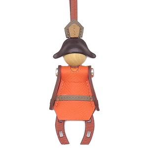 エルメス バッグチャーム 花火師 チャーム ヴォーエプソン マルチカラー 赤茶 オレンジ グレージュ 茶  中古