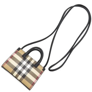 バーバリー ショルダーバッグ マイクロ デニー ショルダー レザー ベージュ 黒 ノバチェック  中古