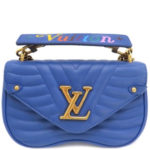 ルイヴィトン ショルダーバッグ ニューウェーブ チェーンショルダーバッグ PM レザー ブルー 青 LVロゴ  M53924 中古