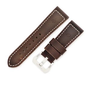 パネライ 腕時計パーツ 純正 ルミノール用 レザー ブラウン 替え レザー 本革 ベルト バンド ストラップ 純正SS製尾錠付き 26ｍｍ ブラウン 茶  中古