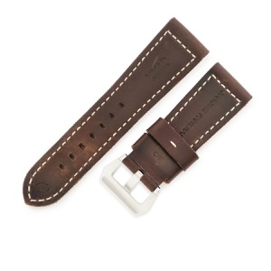 パネライ 腕時計パーツ 純正 ルミノール用 レザー ブラウン 替え レザー 本革 ベルト バンド ストラップ 純正SS製尾錠付き 26ｍｍ ブラウン 茶  中古