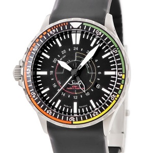 ジン ミッションタイマー 857.EZM7 OH済 ブラック 黒 バー 9時位置リューズ カラフル GMT 自動巻き