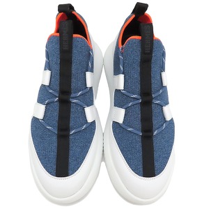 エルメス スニーカー デュエル DUEL ファブリック ブルー #39 青 白 スリッポン  H212200Z 中古