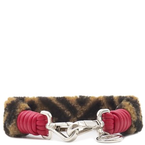 フェンディ ショルダーストラップ ストラップ ユー ミニ ムートン ブラウン 茶 赤 ズッカ FF柄 ミニストラップ  中古