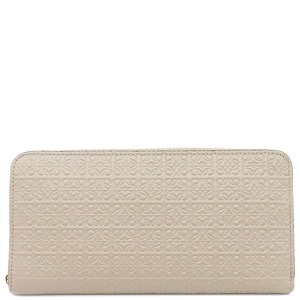 ロエベ 長財布 リピート ジップ アラウンド ベージュ アナグラム エンボス加工 C499T12X07 中古