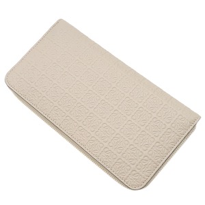 ロエベ 長財布 リピート ジップ アラウンド ベージュ アナグラム エンボス加工 C499T12X07 中古