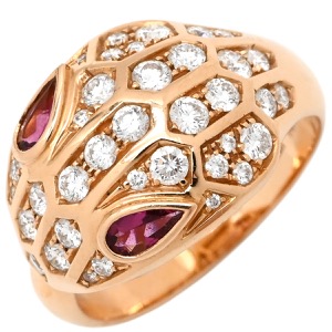 ブルガリ リング 指輪 セルペンティ K18PG ゴールド 750Au 18K スネーク ダイヤ 中古