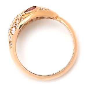 ブルガリ リング 指輪 セルペンティ K18PG ゴールド 750Au 18K スネーク ダイヤ 中古