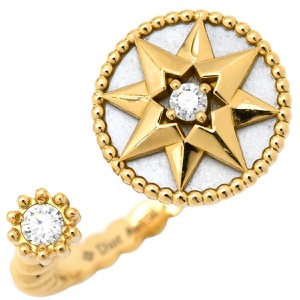 クリスチャン・ディオール リング 指輪 ローズ デ ヴァン K18YG ゴールド #49(JP9) 18K パール 2Pダイヤ  JRDV95150 中古