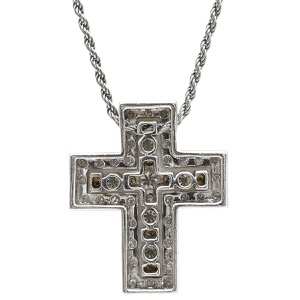 ダミアーニ ネックレス ベルエポック S K18WG シルバー ダイヤ ペンダント Au750 18K 18金 クロス 十字架  中古