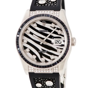 ロレックス デイトジャスト 36 ロイヤルブラック 116199SANR M番 K18WG 純正ダイヤ ゼブラ柄 自動巻き