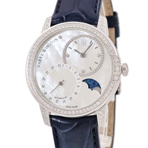 ハリーウィンストン ミッドナイト デイト ムーンフェイズ 36mm MIDAMP36WW001 K18WG無垢 純正ダイヤ 自動巻き