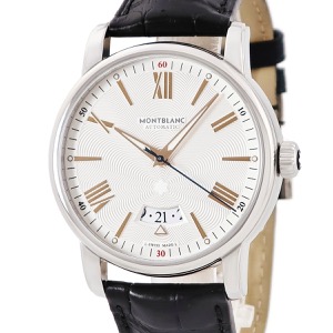 モンブラン 4810シリーズ MB114841 新品同様 デイト ギョウシェ バー ローマン シルバー 自動巻き