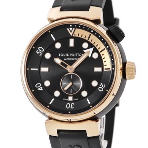 ルイヴィトン タンブール ストリート ダイバー ブラックブレイズ QA123Z K18PG×SS コンビ 黒 自動巻き