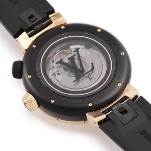 ルイヴィトン タンブール ストリート ダイバー ブラックブレイズ QA123Z K18PG×SS コンビ 黒 自動巻き