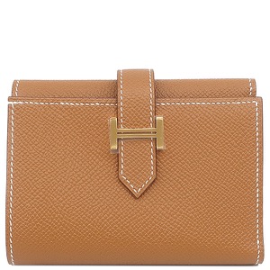 エルメス 三つ折り財布 ベアン コンビネ ヴォーエプソン ブラウン 茶  中古