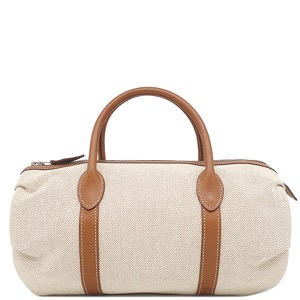 エルメス ハンドバッグ ポロションマドモアゼル トワルアッシュ ベージュ 筒型  中古