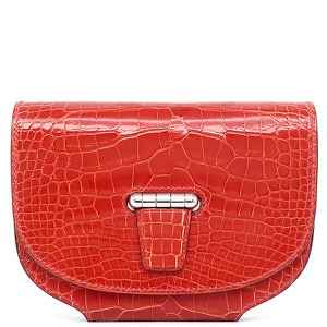 エルメス ショルダーバッグ ミニ コンヴォワイユール アリゲーター レッド 赤 クロコ ショルダーウォレット  中古