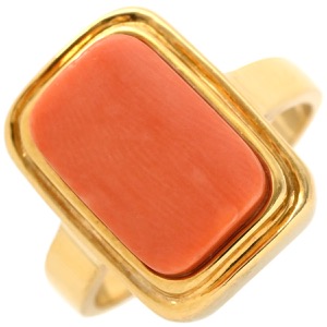 TASAKI リング 指輪 珊瑚 リング K18YG ゴールド 赤 サンゴ スクエア  中古