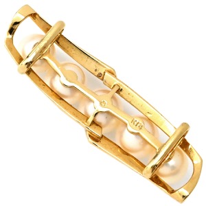 ミキモト アクセサリー パール 帯どめ K14YG ホワイト MIKIMOTO 帯留め 5P 5粒 真珠 あこや  中古