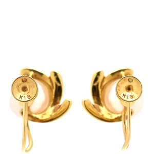 ミキモト イヤリング K18YG ホワイト Au750 18K 18金 イエローゴールド あこや パール 真珠  中古