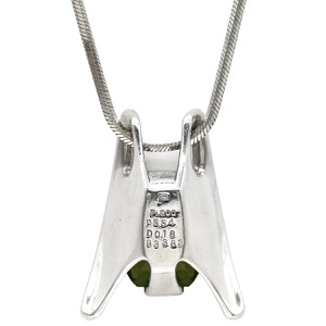 ネックレス ダイヤ ペンダント Pt900 シルバー プラチナム ペリドット 緑 グリーン パヴェダイヤ A字型 大粒 スネークチェーン 中古