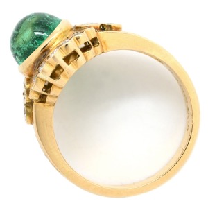 リング 指輪 エメラルド ダイヤモンド リング K18YG ゴールド グリーン 緑 中古