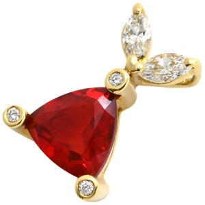 ペンダントトップ ファイアオパール ダイヤ K18YG レッド 赤 ネックレストップ トリリアント マーキス うさぎモチーフ  中古