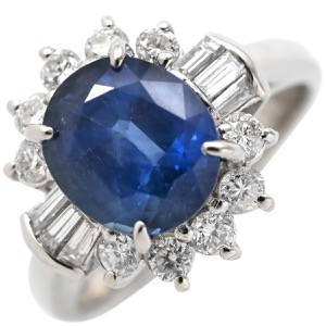 リング 指輪 ブルーサファイア ダイヤリング Pt900 シルバー 青  中古