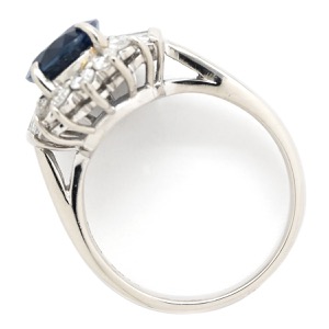 リング 指輪 ブルーサファイア ダイヤリング Pt900 シルバー 青  中古