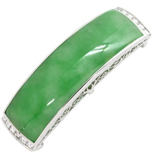 アクセサリー 帯どめ 帯留め 翡翠 Pt900 シルバー 緑 ひすい グリーン ダイヤ プラチナム 中古