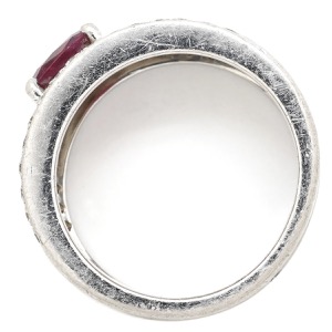 リング 指輪 ルビー ダイヤ リング Pt900 レッド 赤 プラチナム マット加工 つや消し 天然石 中古