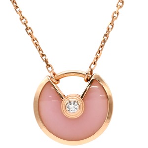 カルティエ ネックレス アミュレット ドゥ カルティエ K18PG ピンク 1P 1石 1粒 ダイヤ ピンクオパール ローズ  中古