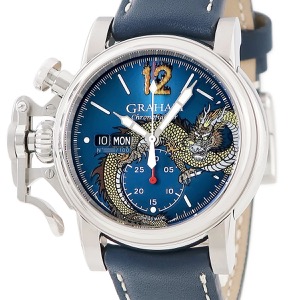 グラハム クロノファイター ヴィンテージ ノーズアート ドラゴン 2CVAS.U16A 新品同様 ブルー 限定 自動巻き