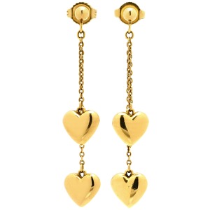 ティファニー ピアス ダブル ハート ドロップ スウィング チェーン K18YG ゴールド T&Co. Au750 18K 18金 ハートモチーフ ドロップピアス  中古