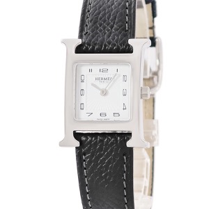 エルメス Hウォッチ PM HH1.210 H型 ホワイト ギヨシェ アラビア スクエア クオーツ