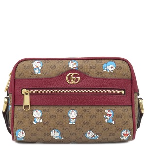 グッチ ショルダーバッグ ドラえもんコラボ ミニバッグ GGスプリームキャンバス ブラウン 647784 中古