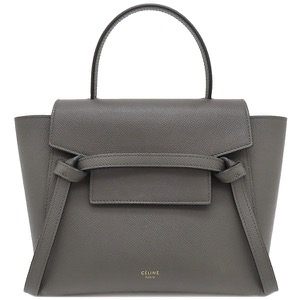 セリーヌ 2WAYバッグ ベルトバッグ ナノ カーフ グレー ハンドバッグ ショルダー  中古
