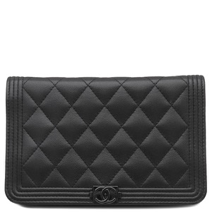 シャネル チェーンウォレット ボーイシャネル ブラック 黒 チェーンショルダー 中古