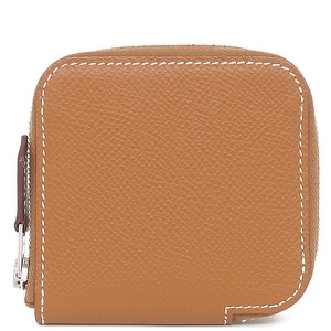 エルメス コインケース アザップ シルクイン ミニ コインケース ヴォーエプソン ブラウン 茶 ラウンドファスナー  中古