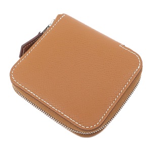 エルメス コインケース アザップ シルクイン ミニ コインケース ヴォーエプソン ブラウン 茶 ラウンドファスナー  中古