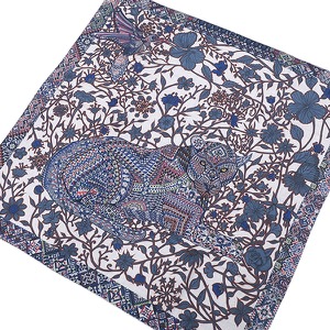 エルメス ストール カレ140 カレジェアン カシミヤ ブルー未使用 【LE JAGUAR ET LE COLIB/ジャガーとハチドリのデザイン】  中古