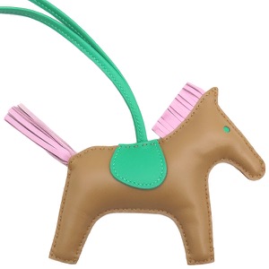 エルメス バッグチャーム ロデオMM マルチカラー 茶 ピンク 緑  中古