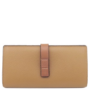 ロエベ 二つ折り財布 バーティカル ウォレット カーフ ベージュ 長財布 C660S40X01 中古