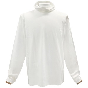 エルメス トップス タートルネック カットソー コットン ホワイト M 白 茶 長袖 ハイネック 中古