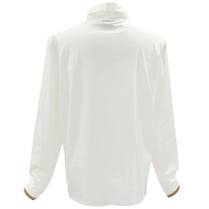 エルメス トップス タートルネック カットソー コットン ホワイト M 白 茶 長袖 ハイネック 中古